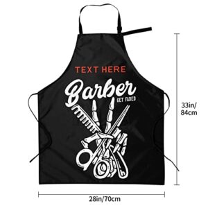 Fovanxixi Custom Barber Apron Skull Barber Get Faded Hair Stylist Apron for Women Men, Personalized Text Logo Hair Cutting Apron, Customized Salon Bib Aprons for Hairdresser Barbershop