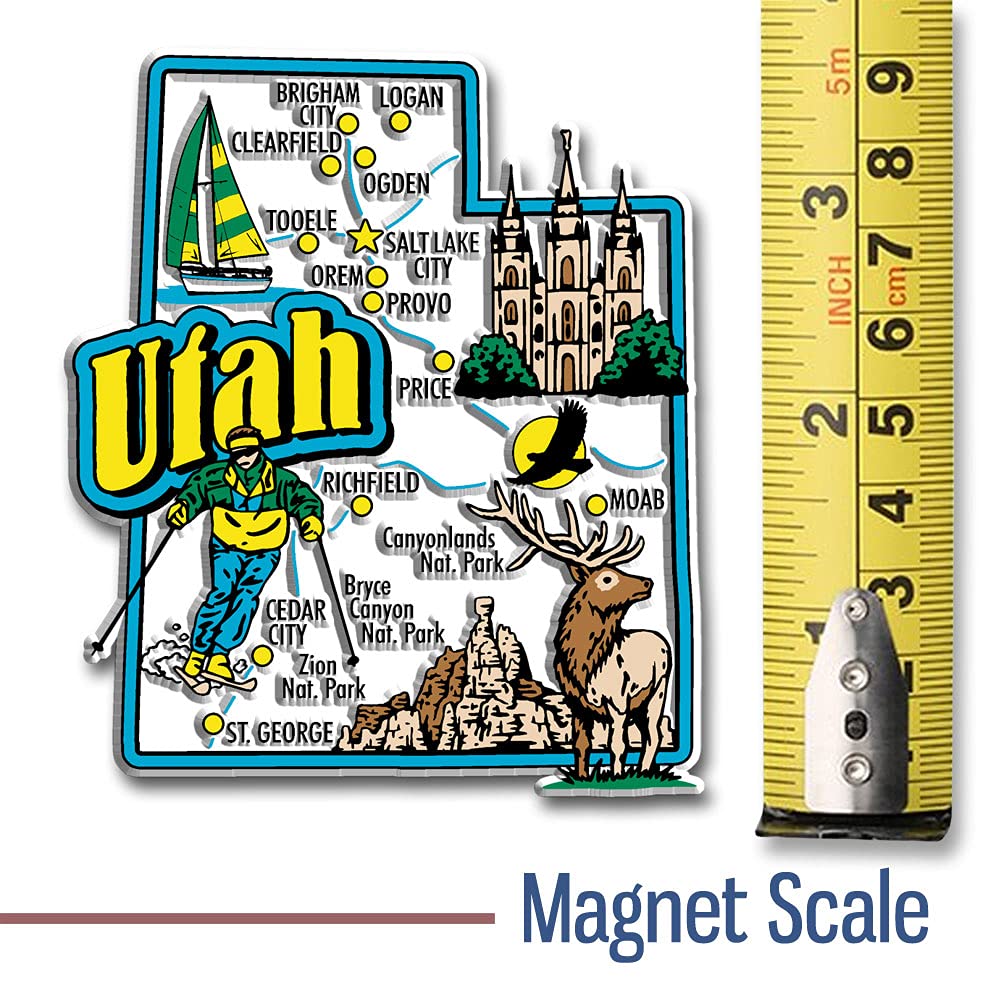 Utah Jumbo State Magnet by Classic Magnets, 3" x 3.5", Collectible Souvenirs Made in The USA