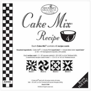 cake mix receipe #4 ~45 receipe cards make 360 3 3/4" x 3 3/4" hst