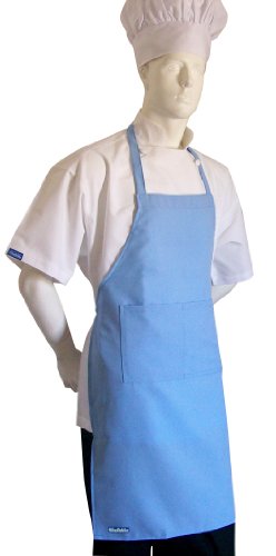 CHEFSKIN ADULT APRON WITH POCKET, POLYESTER FABRIC SUPER LIGHTWEIGHT AND COMFORTABLE EASY WEAR, EASY WASH, WONT FADE WONT SHRINK AVAILABLE IN WHITE, BLACK, LIME, GREEN, BABY BLUE, ROYAL BLUE, NAVY