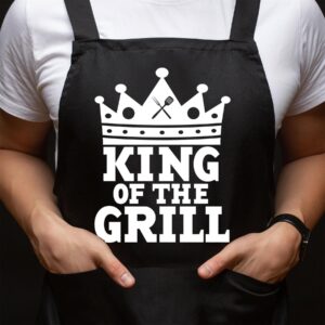 Bang Tidy Clothing BBQ Apron Funny Aprons For Men King Of The Grill Barbecue Grill Kitchen Gift - Black