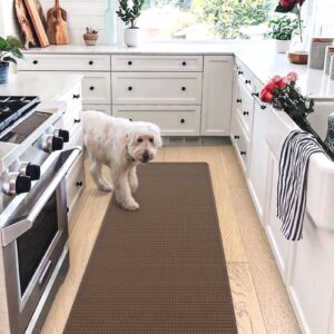 Oakeep Kitchen Mat Anti Fatigue Cushioned Mats for Floor Runner Rug Padded Kitchen Mats for Standing, 17"x59", Brown