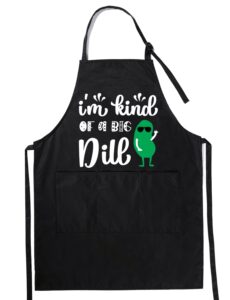 innobeta funny pickle gifts for men and women, pickle apron with pockets and adjustable neck strap, kitchen gardening apron gifts for pickle lovers - i'm kind of a big dill
