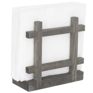 mygift vintage gray wood napkin holder for table with cross-corner design