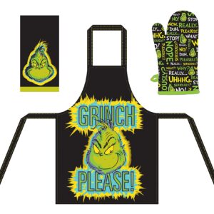 Bioworld Dr. Seuss The Grinch Please Kitchen Textile Apron Set of 3