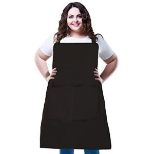 missowl plus size adjustable bib apron waterdrop resistant with 2 pockets extra large chef apron kitchen cooking for women men black