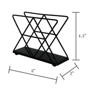 OwlGift Black Modern Geometric Triangle Metal Wire Upright Napkin Holder