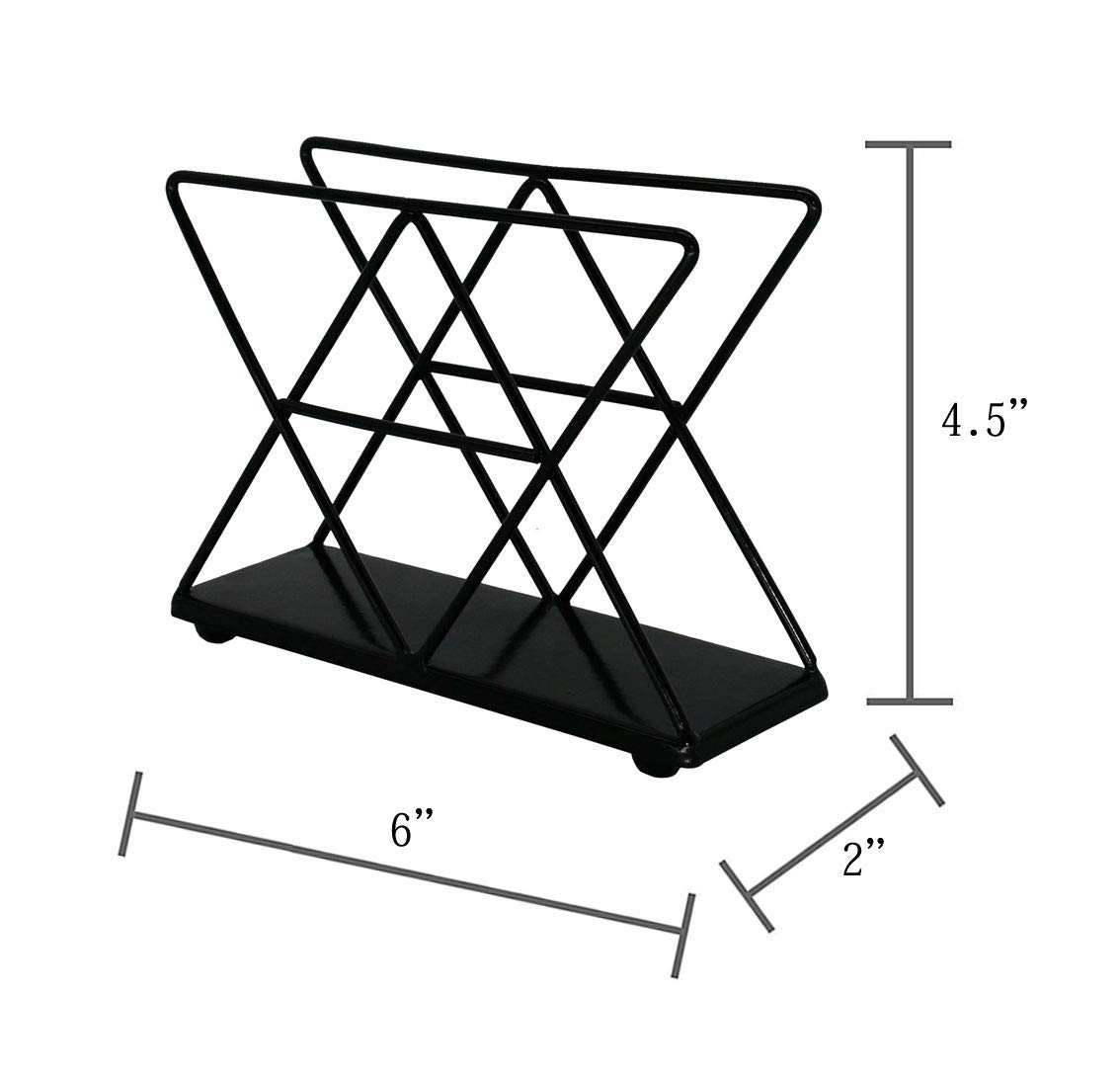 OwlGift Black Modern Geometric Triangle Metal Wire Upright Napkin Holder