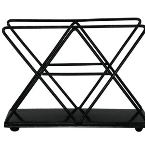 OwlGift Black Modern Geometric Triangle Metal Wire Upright Napkin Holder