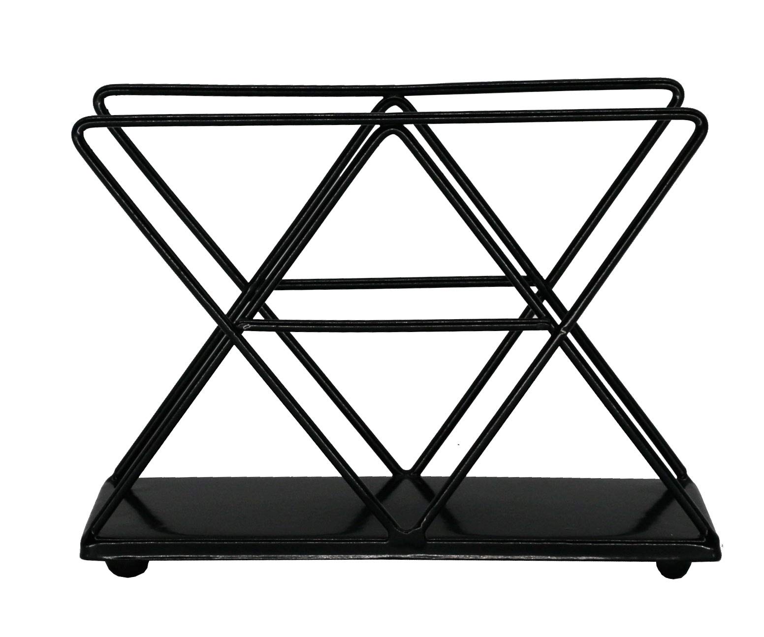 OwlGift Black Modern Geometric Triangle Metal Wire Upright Napkin Holder