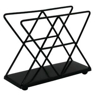 OwlGift Black Modern Geometric Triangle Metal Wire Upright Napkin Holder