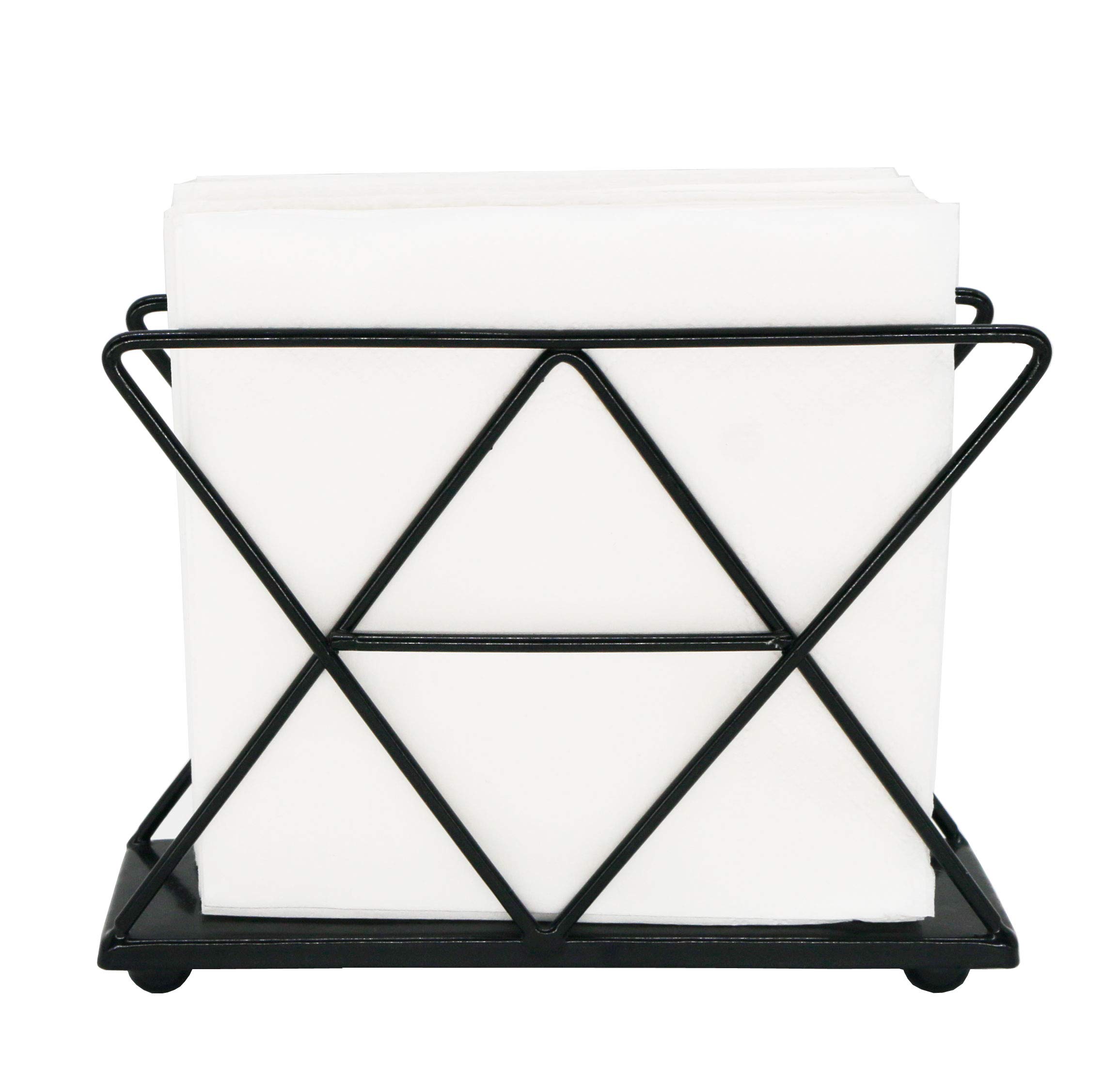 OwlGift Black Modern Geometric Triangle Metal Wire Upright Napkin Holder