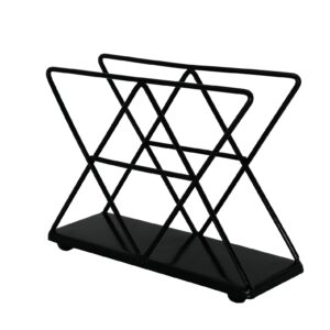 OwlGift Black Modern Geometric Triangle Metal Wire Upright Napkin Holder