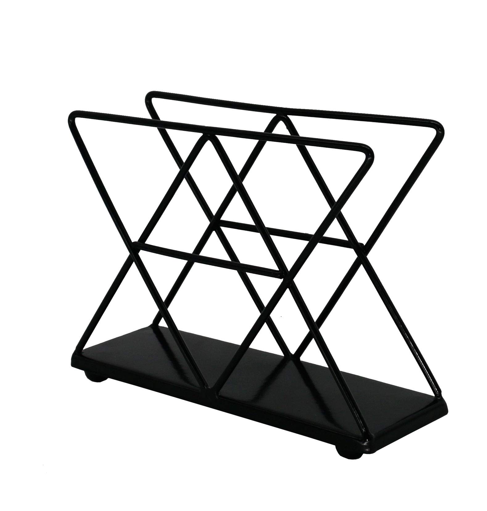 OwlGift Black Modern Geometric Triangle Metal Wire Upright Napkin Holder