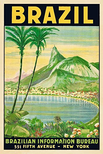 Magnet 1930s Brazil - Rio de Janeiro Bay Vintage Style Travel Magnet Vinyl Magnetic Sheet for Lockers, Cars, Signs, Refrigerator 5"