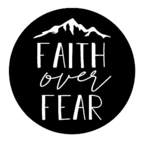 faith over fear refrigerator magnet, cute round magnetic decal for cars, locker, fridge or mailbox, inspirational religious magnets, 5.5 inches
