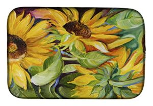 caroline's treasures jmk1122ddm sunflowers dish drying mat absorbent dish drying mat pad for kitchen counter dish drainer mat for countertop, 14 x 21", multicolor
