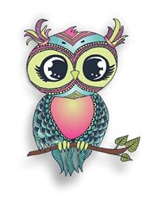 magnet pastel owl magnetic vinyl bumper sticker sticks to any metal fridge, car, signs 5"