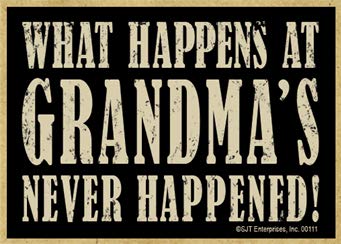 SJT ENTERPRISES, INC. What Happens at Grandma's Never Happened - Wood Fridge Kitchen Magnet - Great for Grandparents - Made in USA - Measures 2.5" x 3.5" (SJT00111)