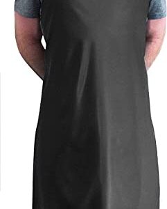 Tuff Apron Black Heavy Duty Waterproof with Neck Adjuster Durable Long Kitchen Dishwashing Bib 41" x 27" PVC Vinyl