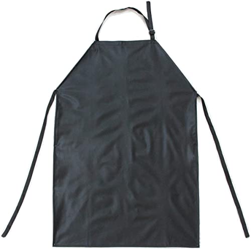 Tuff Apron Black Heavy Duty Waterproof with Neck Adjuster Durable Long Kitchen Dishwashing Bib 41" x 27" PVC Vinyl