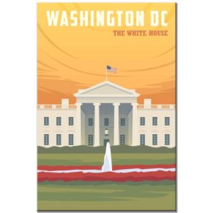 white house fridge magnet washington dc vintage poster travel souvenir