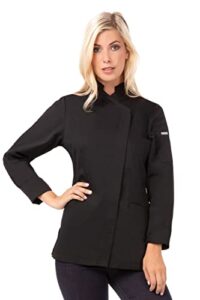 chef works women's marrakesh v-series chef coat, black, large