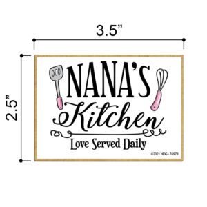 Honey Dew Gifts, Nana's Kitchen Love Served Daily, 3.5 Inches by 2.5 Inches, Made in USA, Refrigerator Magnets, Fridge Magnets, Decorative Magnets, Sayings Magnets, Magnets Fridge, Nana Gift