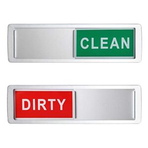clean dirty magnet sign for dishwasher，taste season super strong magnet, easy to read non-scratch magnetic，sliding indicator with clear, bold & colored text (silver)