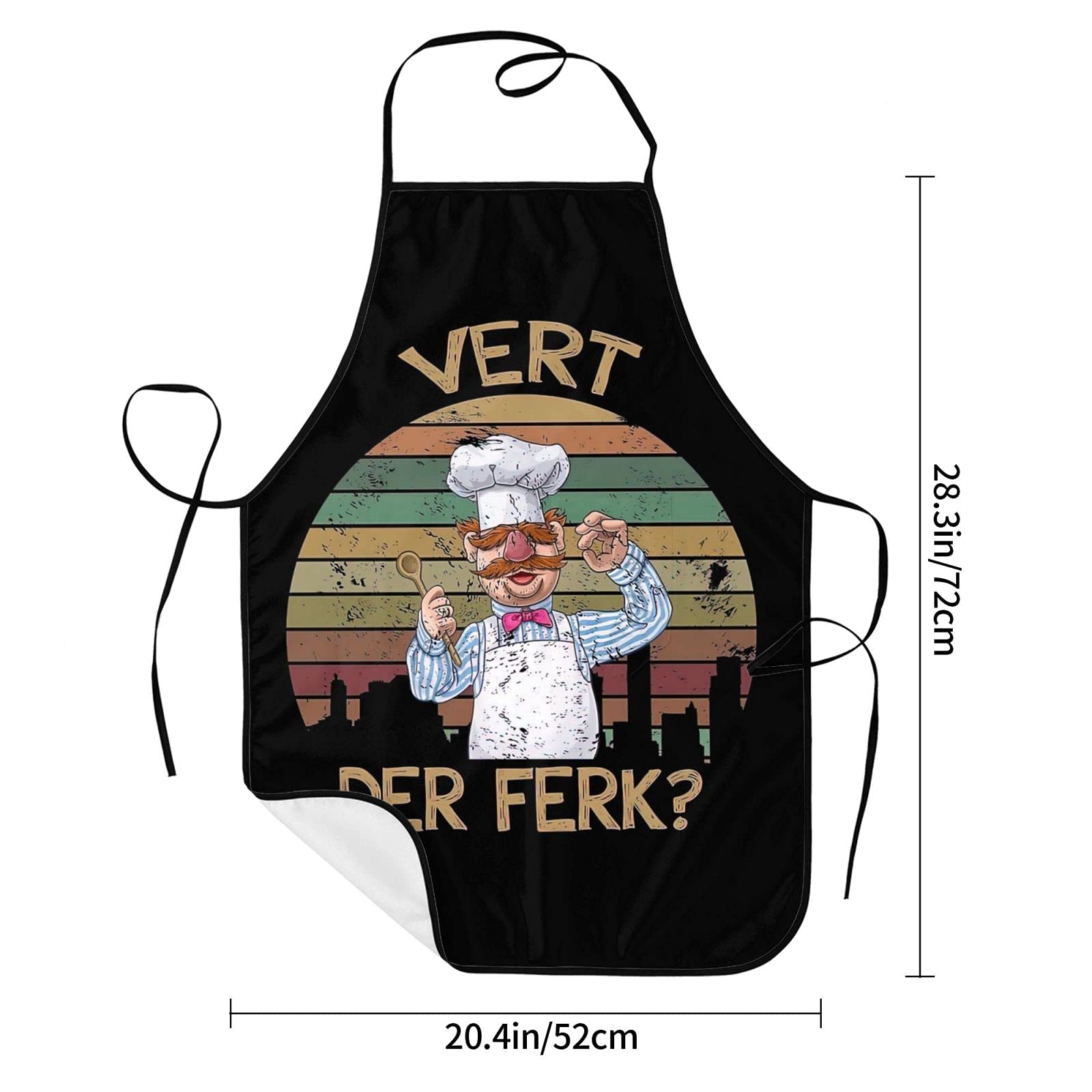 Retro Vintage Vert Der Ferk Swedish Chef Apron For Women & Men With Pocket, Waterproof Adjustable Funny Kitchen Chef Apron For Cooking Baking