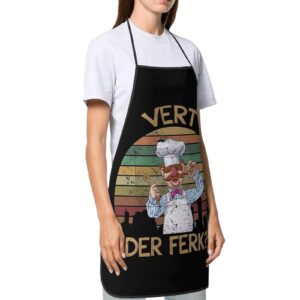 Retro Vintage Vert Der Ferk Swedish Chef Apron For Women & Men With Pocket, Waterproof Adjustable Funny Kitchen Chef Apron For Cooking Baking