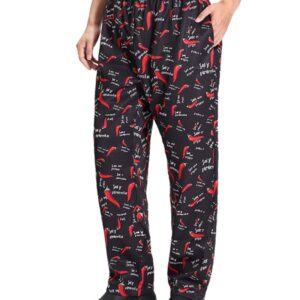 Men's Elastic Baggy Chef's Pants Floral Restaurant Work Pant and Cook Pant Uniform Pepper L