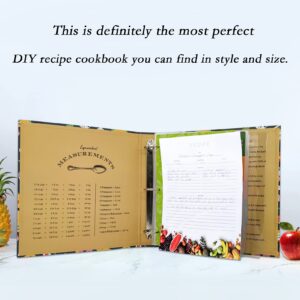 Full Page Recipe Binder 8.5" x 11", 3 Ring Recipe Book Organizer Kit with 30 Clear Protective Sleeves & 20 Full Page Recipe Cards & 10 Dividers - Kitchen Cookbook Kit (Blue)