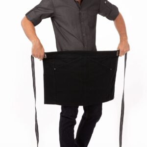 Chef Works Unisex Berkeley Half Bistro Apron, Jet Black, One Size