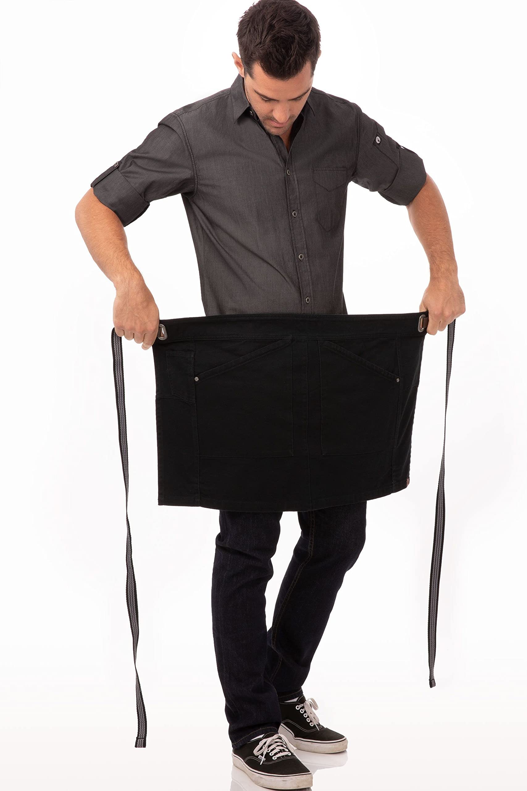 Chef Works Unisex Berkeley Half Bistro Apron, Jet Black, One Size