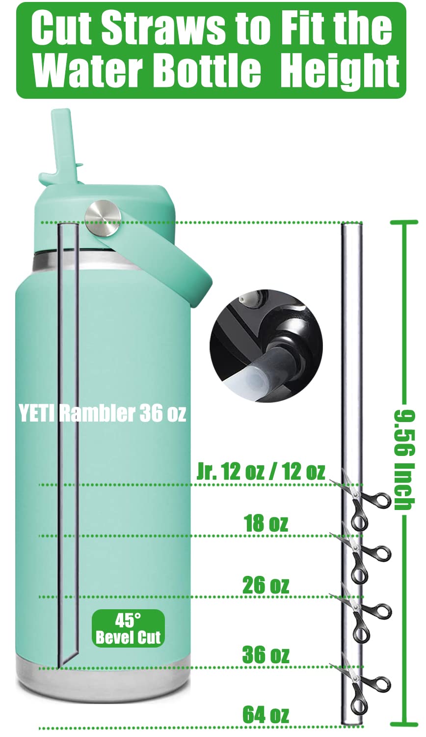 Straw Caps for YETI Rambler Lid - 12 18 26 36 64 oz and Jr 12 oz Replacement, Flexible Handle with Straw for Lid and Top Accessories Replacement