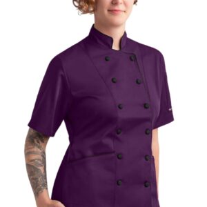 ChefUniforms.com Women's Chef Coat with Piping (Eggplant, XL)