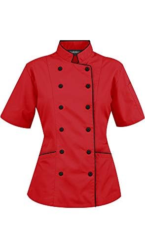 ChefUniforms.com Women's Chef Coat with Piping (Eggplant, XL)