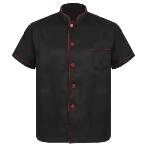 yoojoo men's chef coat uniform short sleeve cook jacket restaurant kitchen work clothes 03 large