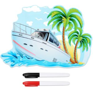 Konohan Cruise Door Magnets for Cruise Ship Door Decorations Magnetic with 2 Pcs Paint Pens Marker Palm Tree Ship Car Magnets Cruise Door Decorations for Carnival