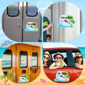 Konohan Cruise Door Magnets for Cruise Ship Door Decorations Magnetic with 2 Pcs Paint Pens Marker Palm Tree Ship Car Magnets Cruise Door Decorations for Carnival