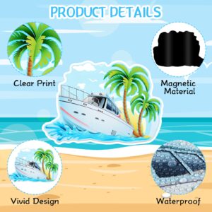 Konohan Cruise Door Magnets for Cruise Ship Door Decorations Magnetic with 2 Pcs Paint Pens Marker Palm Tree Ship Car Magnets Cruise Door Decorations for Carnival