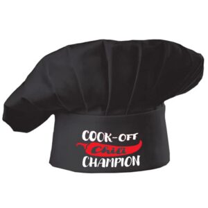 hyzrz funny chef hat - chili cook off champion - adjustable kitchen cooking hat for men & women (black)