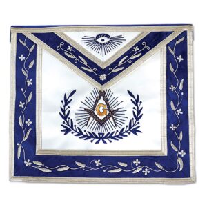 master mason with embroidered border masonic apron - [blue & white]