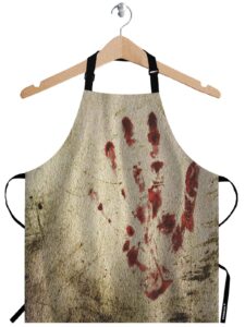 wondertify bloody hand apron,horror house grunge background with a print of hand bib apron with adjustable neck for men women,suitable for home kitchen cooking waitress chef grill bistro baking apron