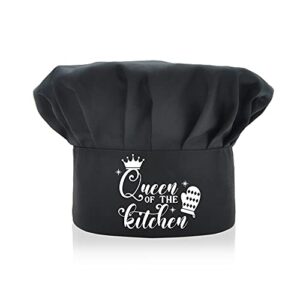 agmdesign funny chef hat, queen of the kitchen, funny chef wear, adjustable kitchen cooking hat for men & women black, perfect for birthday/christmas/thanksgiving