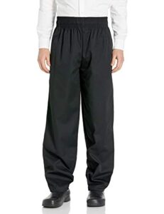 uncommon threads mens classic baggy with 3" elastic waist chefs pants, black, x-large us