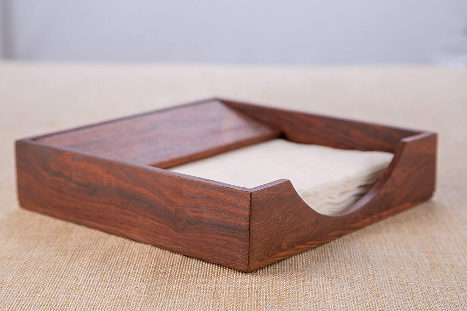 Rusticity® Wood Paper Napkin Holder for Napkin and Tissues - Sleek Design | Handmade | (7x7 in)