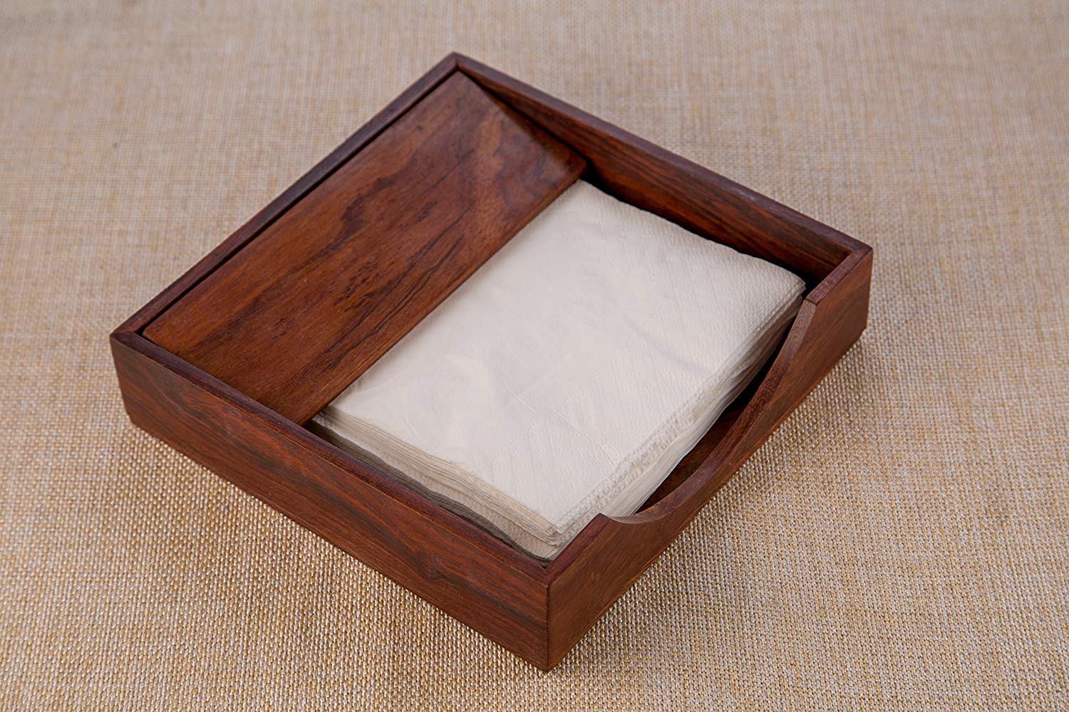 Rusticity® Wood Paper Napkin Holder for Napkin and Tissues - Sleek Design | Handmade | (7x7 in)