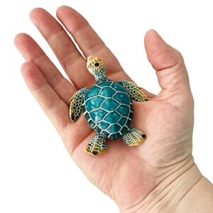 Blue Sea Turtle Fridge Magnet - Cute Coastal Beach House + Ocean Decor Magnet for Refrigerator or Metal Bulletin Board - 3 x 2 Inches, Turquoise